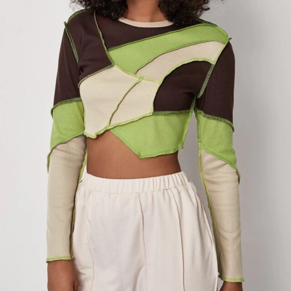 Shein Stitched Colorblock Crop Top